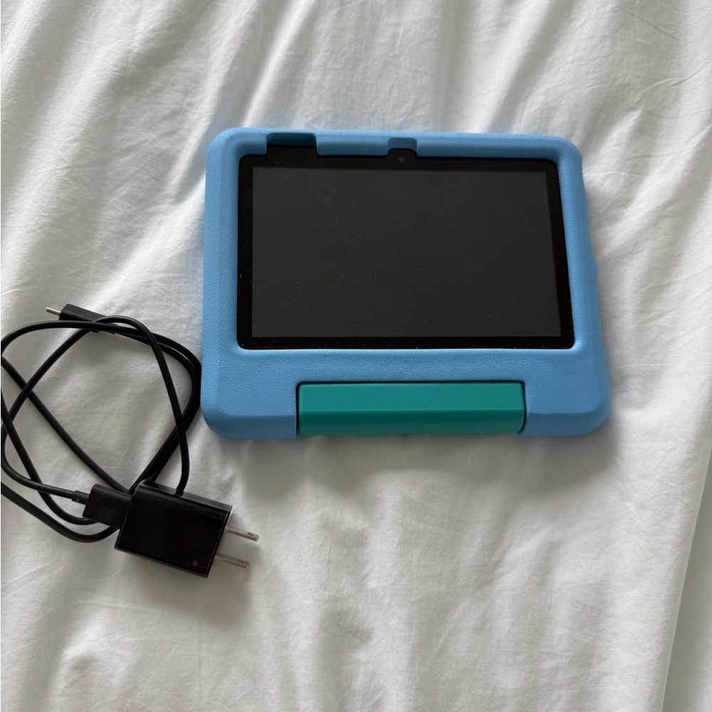 Amazon Fire 7 Blue Kids Tablet with Teal Stand - Portable Touchscreen